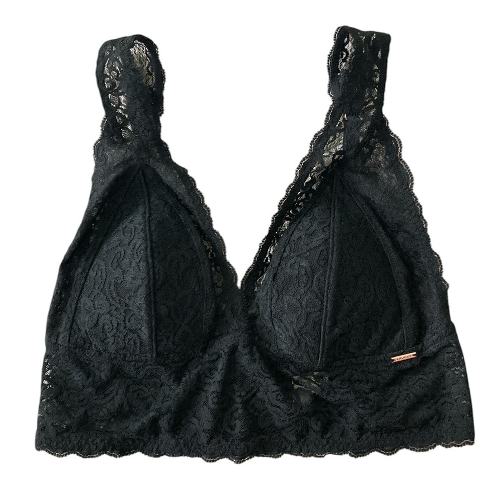 Dorina bralette medium black lace padded triangle cups hook eye clousure